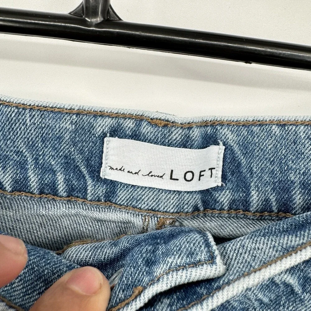 LOFT 30/10 Denim Cut Off Shorts Womens Light Blue High‎ Rise Distressed Raw Hem